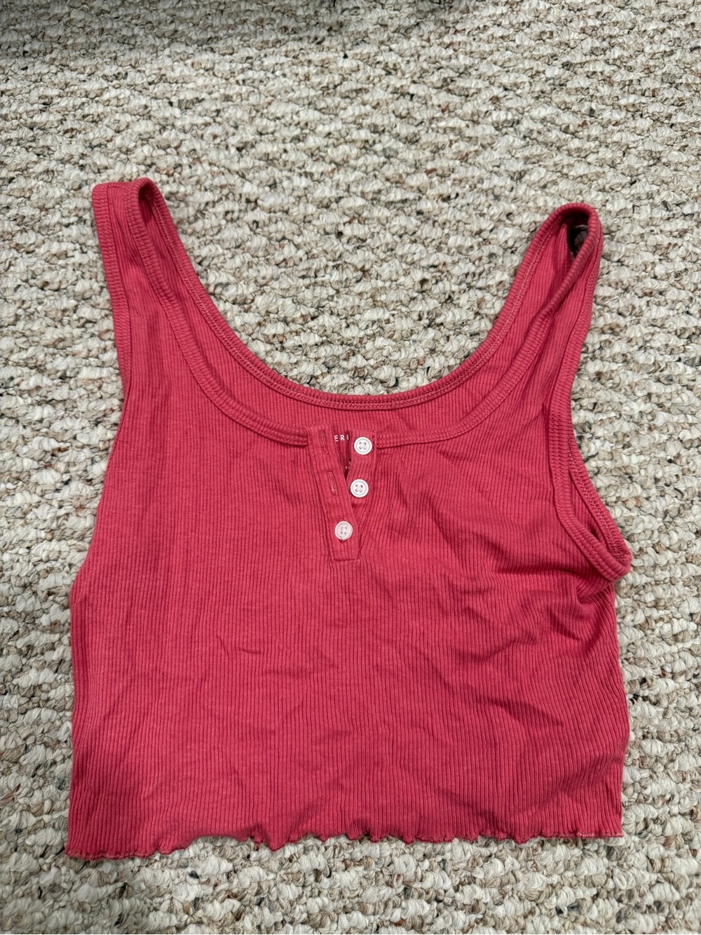 American Eagle Outfitters Ribbed Henley Crop Tank in pink